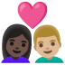 couple with heart, woman, man, dark skin tone, medium-light skin tone